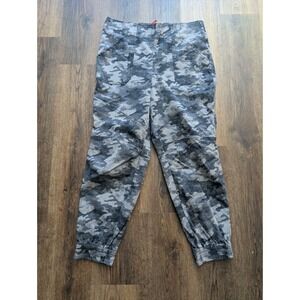 Spanx Cargo Jogger Pants Womens 2X Plus Gray Camo Stretch Twill Pull On Y2K